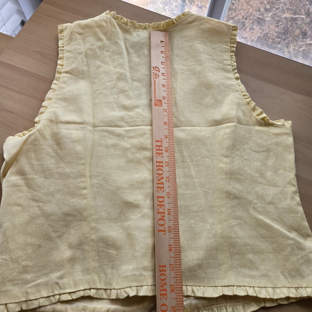 Rachel Zoe Women's Large Yellow Linen Blend Ruffle Trim Button Front Vest Top... - Picture 10 of 16